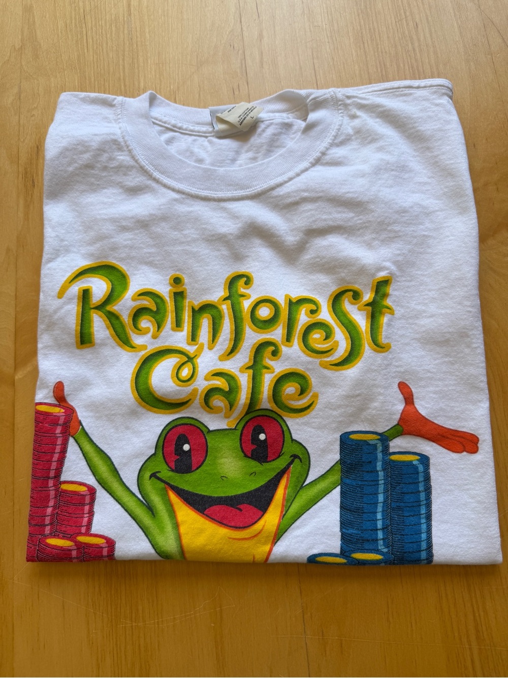 Rainforest Cafe Las Vegas Frog Graphic T Shirt Men’s Large White Casino Tee